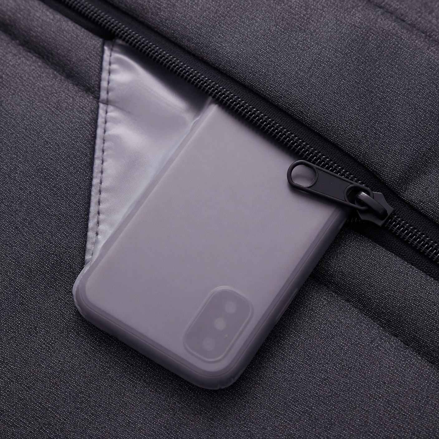 Faraday pouch with phone for distraction blocking